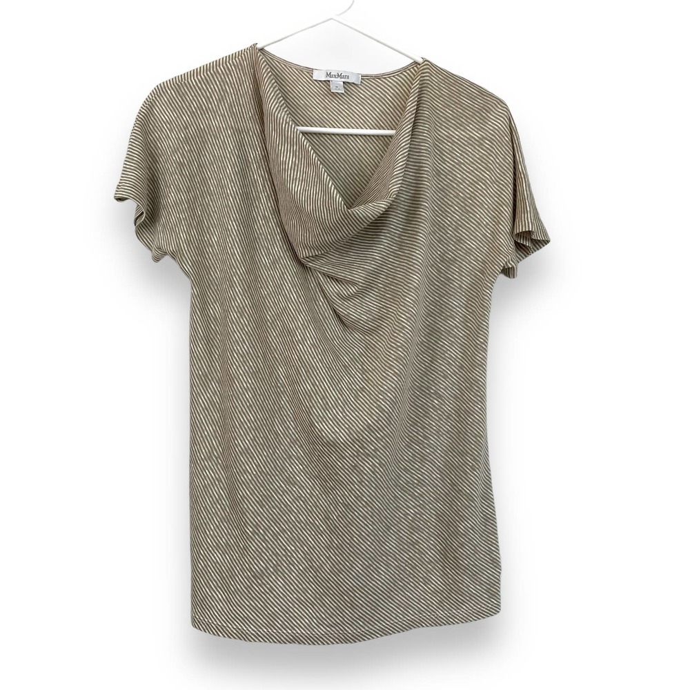 MaxMara beige white stripe cowl neck womens M (size tag missing)
